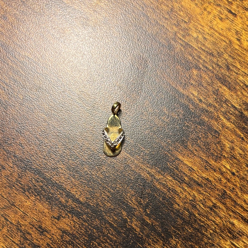 Gold solid 10k Flip Flop Pendant